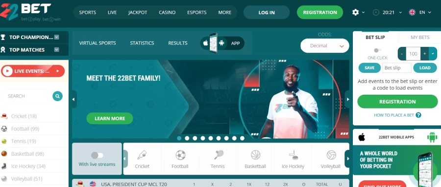22bet casino online